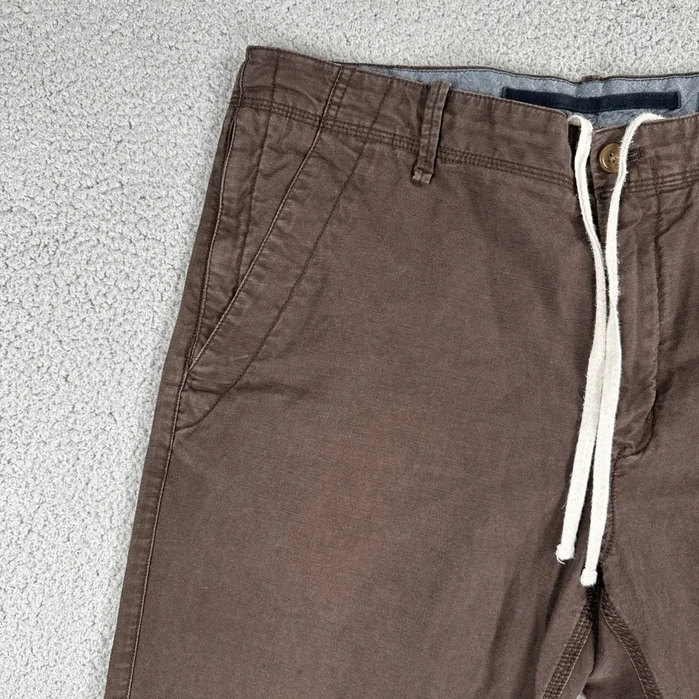 Banana Republic Linen Cotton Pants Men 36x30 Brown Straight Fit Drawstring
